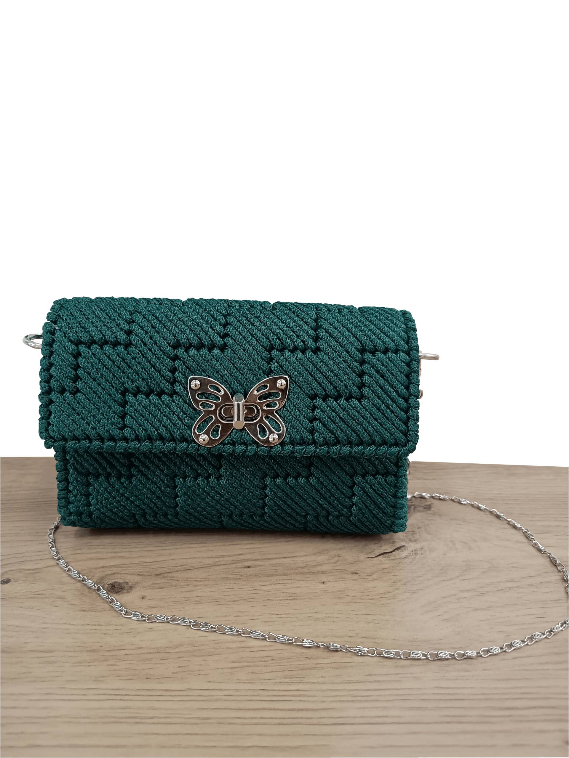 torebka zielona z motylkiem 1 | mała bohema